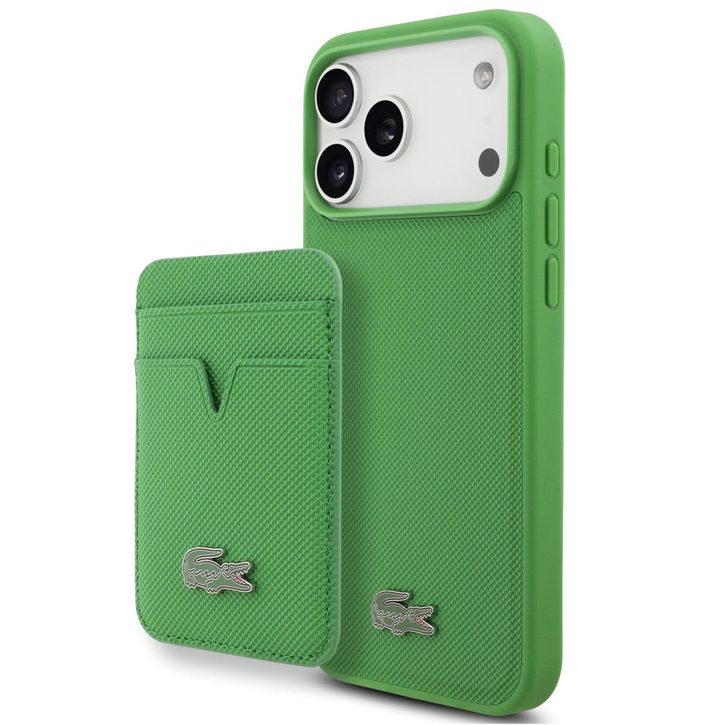 Lacoste Iconic Petit Pique Apple iPhone 17 Pro Max MagSafe tok + kártyatartó pénztárca, zöld -  iPhone 17 Pro Max tok a Domshop kínálatából