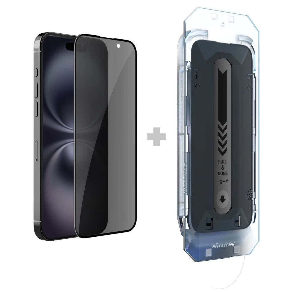 Nillkin edzett üveg 0.25mm Guardian 2.5D for Apple iPhone 16 készülékhez, fekete (applikátorral) -  iPhone 15/16 fólia a Domshop kínálatából