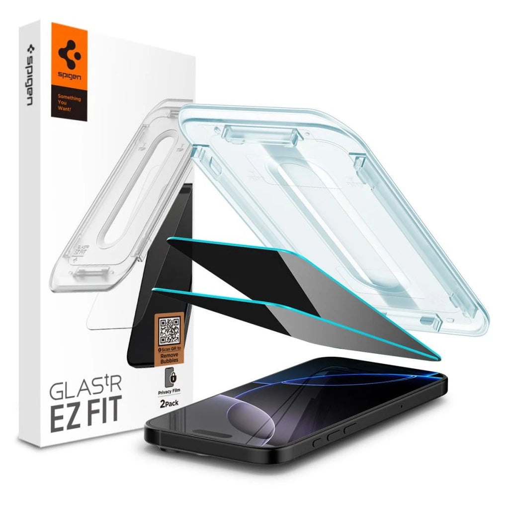 Privát védőüveg SPIGEN GLAS.TR “EZ FIT” 2-PACK iPhone 16 Pro Max / 17 Pro Max készülékhez PRIVACY -  iPhone 16 Pro Max/17 Pro Max fólia a Domshop kínálatából