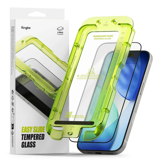 Ringke Easy Slide edzett üveg kijelzővédő 2-PACK iPhone 17 készülékhez fekete -  iPhone 17 fólia a Domshop kínálatából