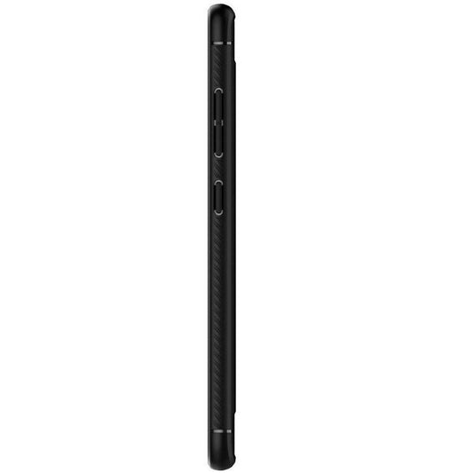 Apple iPhone SE (2020) / SE (2022), Szilikon tok, Spigen Rugged Armor, karbon minta, fekete