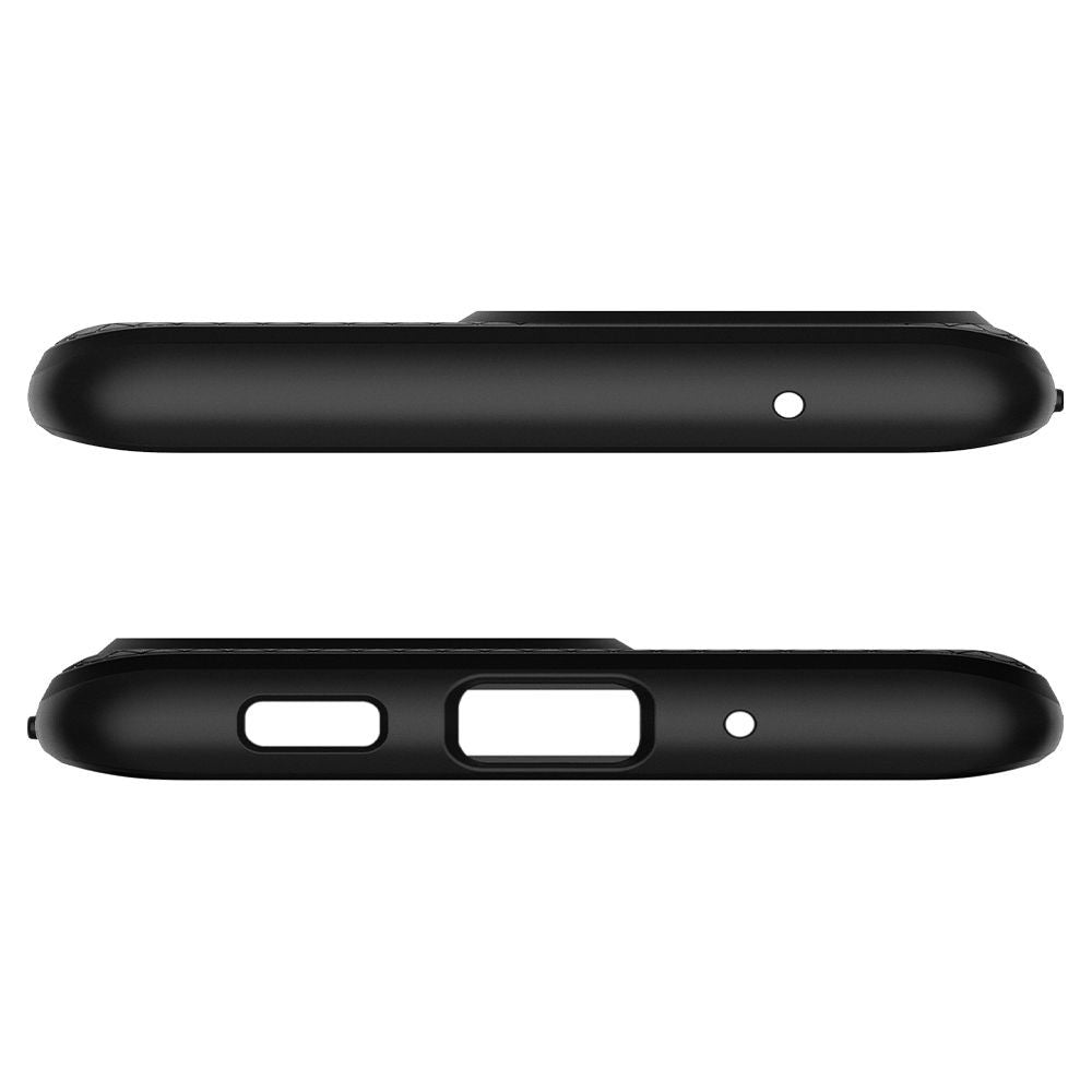 Apple iPhone 12 / 12 Pro, Szilikon tok, Spigen Liquid Air, háromszög minta, fekete