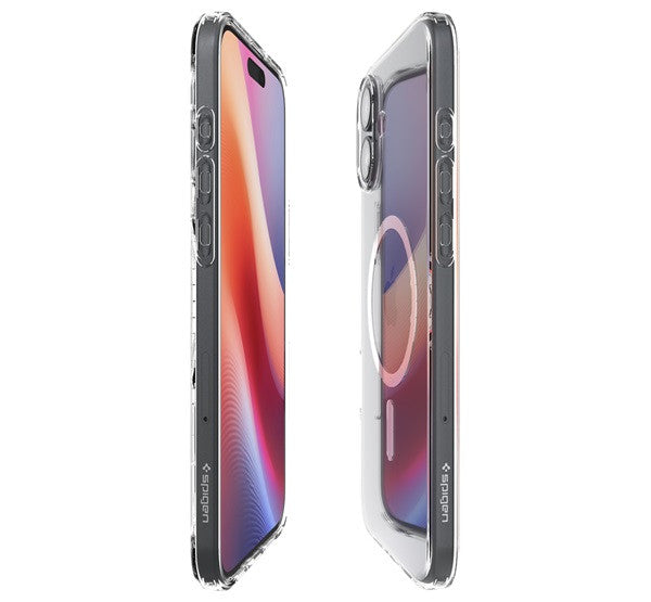 Apple iPhone 16, Szilikon tok, Magsafe töltővel kompatibilis, Spigen Liquid Crystal Mag, átlátszó