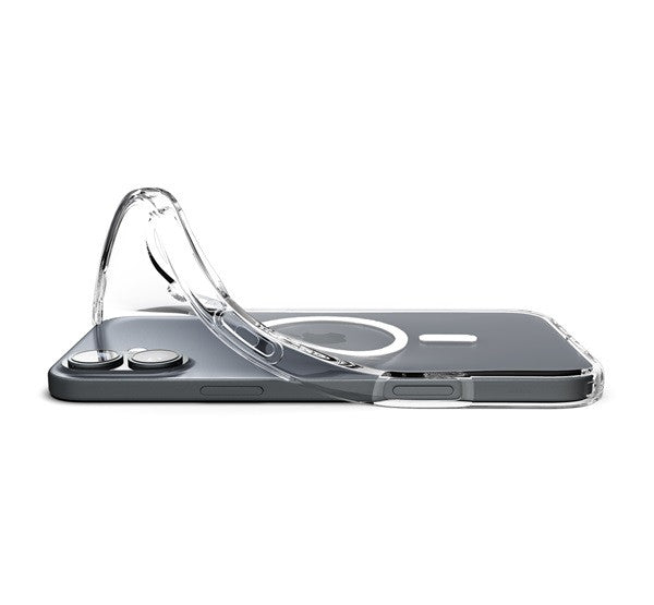 Apple iPhone 16, Szilikon tok, Magsafe töltővel kompatibilis, Spigen Liquid Crystal Mag, átlátszó