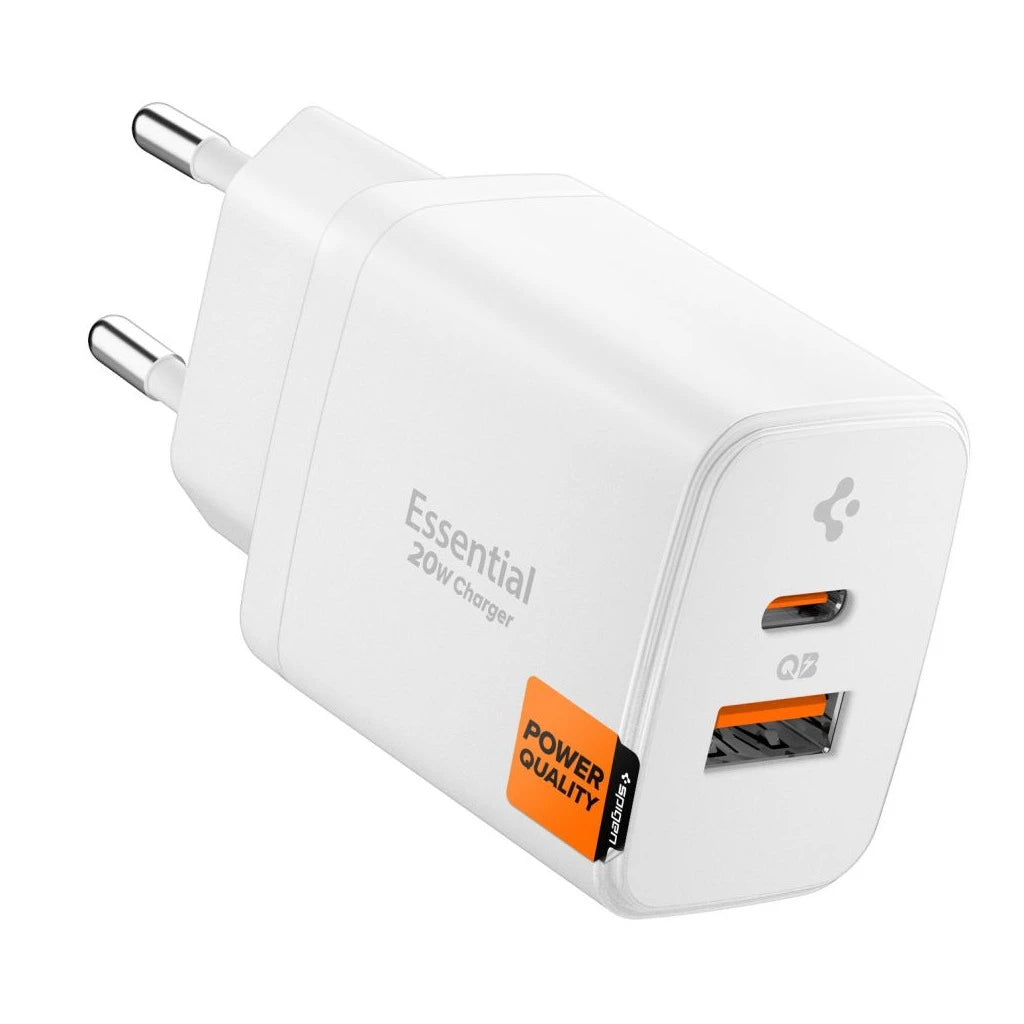 SPIGEN ESSENTIAL EE202EU 2-PORT NETWORK töltő 20W fehér -  Adapter a Domshop kínálatából