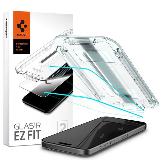SPIGEN GLAS.TR "EZ FIT" 2-PACK iPhone 15 Pro készülékhez megerősített üveg kijelzővédő – átlátszó -  iPhone 15 Pro tok a Domshop kínálatából