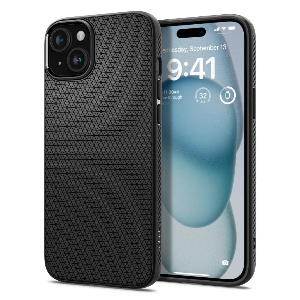 SPIGEN LIQUID AIR iPhone 15 tok készülékhez matt fekete -  iPhone 15 tok a Domshop kínálatából
