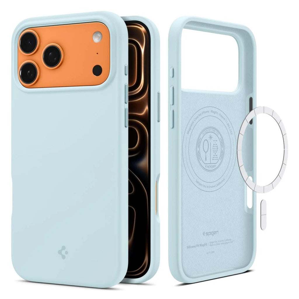SPIGEN SILICONE FIT MAG MAGSAFE iPhone 17 Pro Max készülékhez tok Mute kék -  iPhone 17 Pro Max tok a Domshop kínálatából