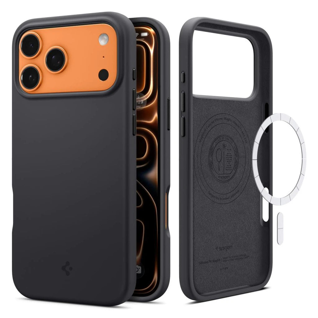 SPIGEN SILICONE FIT MAG MAGSAFE iPhone 17 Pro készülékhez tok fekete -  iPhone 17 Pro tok a Domshop kínálatából