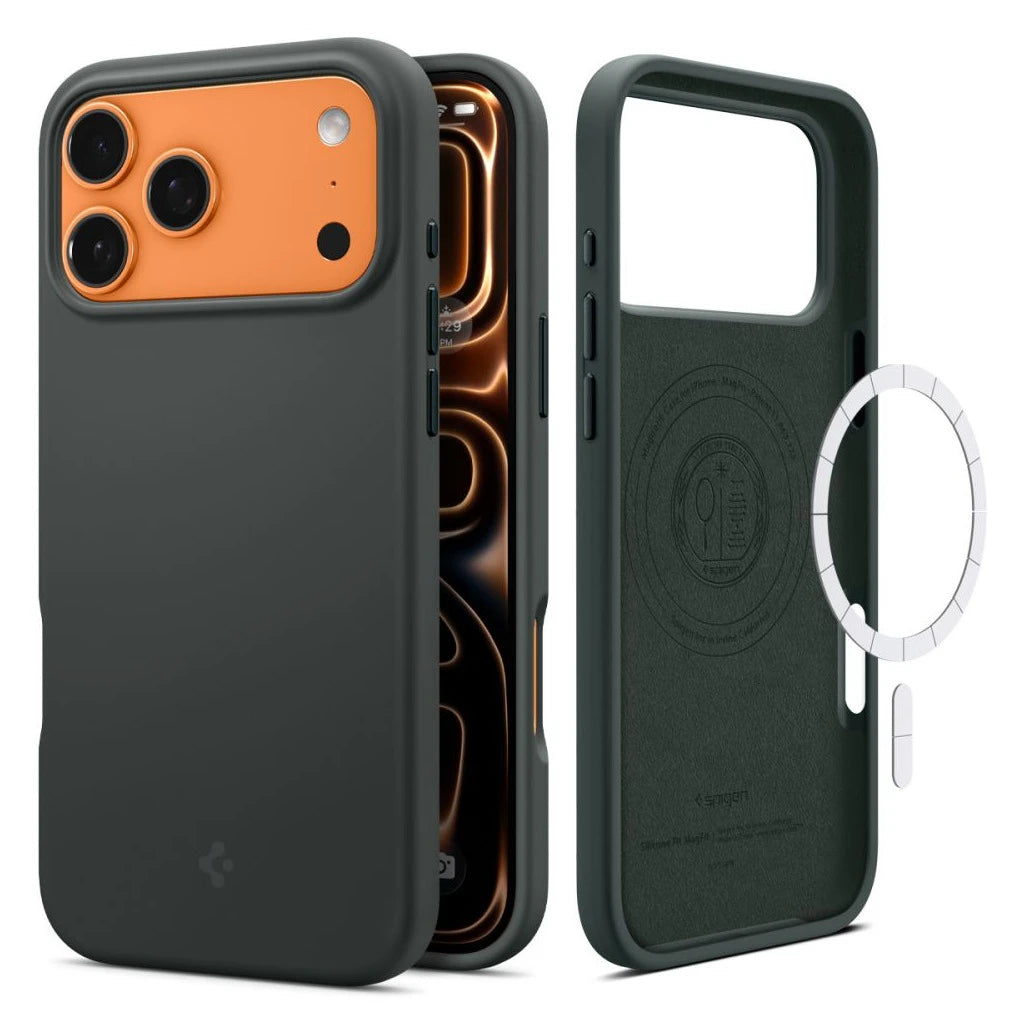 SPIGEN Silicone Fit Mag MagSafe iPhone 17 Pro Max készülékhez tok abyss zöld -  iPhone 17 Pro Max tok a Domshop kínálatából