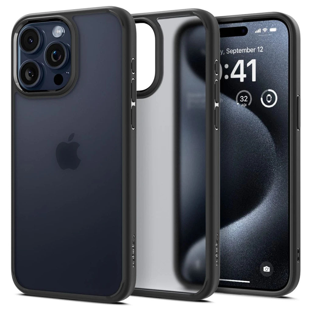 SPIGEN ULTRA HYBRID iPhone 15 Pro készülékhez tok Frost fekete -  iPhone 15 Pro tok a Domshop kínálatából