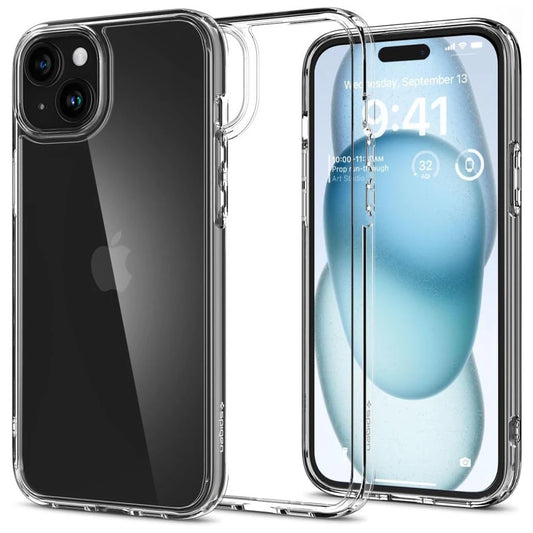 SPIGEN ULTRA HYBRID iPhone 15 készülékhez tok – CRYSTAL CLEAR -  iPhone 15 tok a Domshop kínálatából