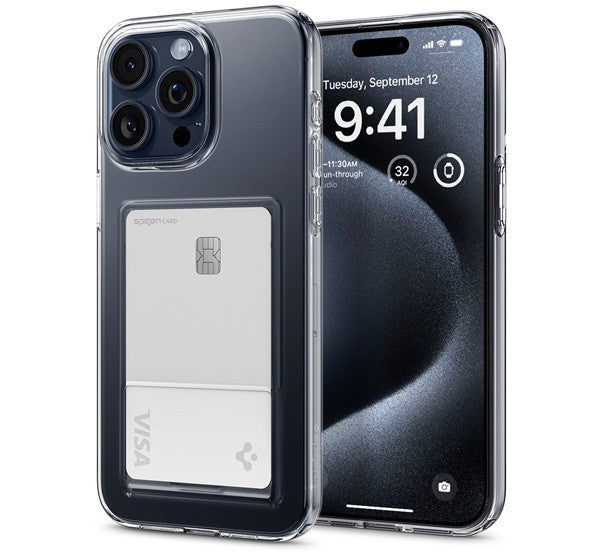 Spigen Crystal Slot Apple iPhone 15 Pro tok kártyatartóval, Crystal Clear, átlátszó -  iPhone 15 Pro tok a Domshop kínálatából