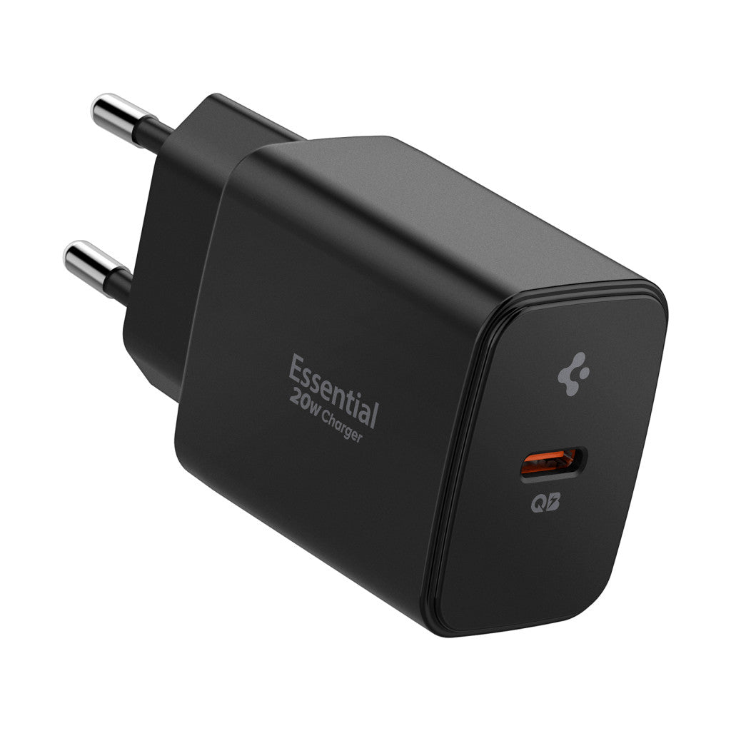 Spigen Essential EE201EU 1-port hálózati töltő adapter, 20W, Fekete -  Adapter a Domshop kínálatából