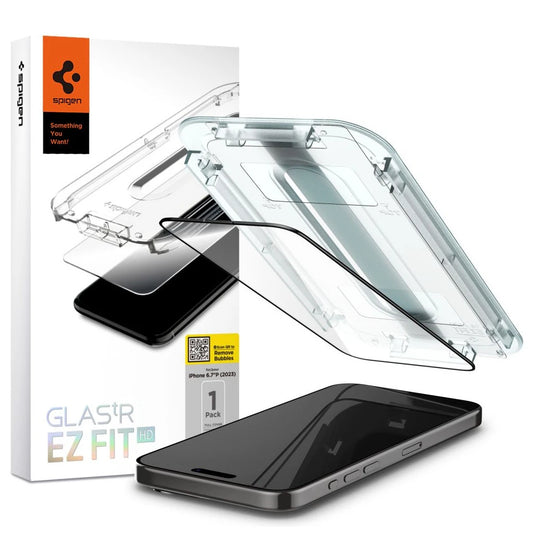 Spigen Glas.TR "EZ FIT" FC iPhone 15 Pro Max készülékhez temperált üveg fekete -  iPhone 15 Pro Max tok a Domshop kínálatából