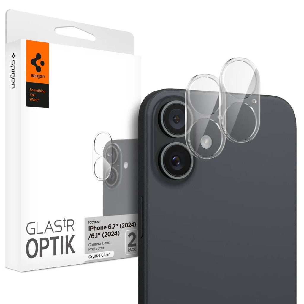 Spigen Glas.tR EZ Fit Optik Apple iPhone 16 Plus / 16 Tempered kameravédő fólia, Crystal Clear / átlátszó (2db) -   a Domshop kínálatából