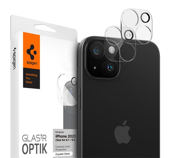 Spigen Glas.tR Optik Apple iPhone 15 / 14 / 15 Plus / 14 Plus Tempered kameravédő fólia, átlátszó (2db) -   a Domshop kínálatából
