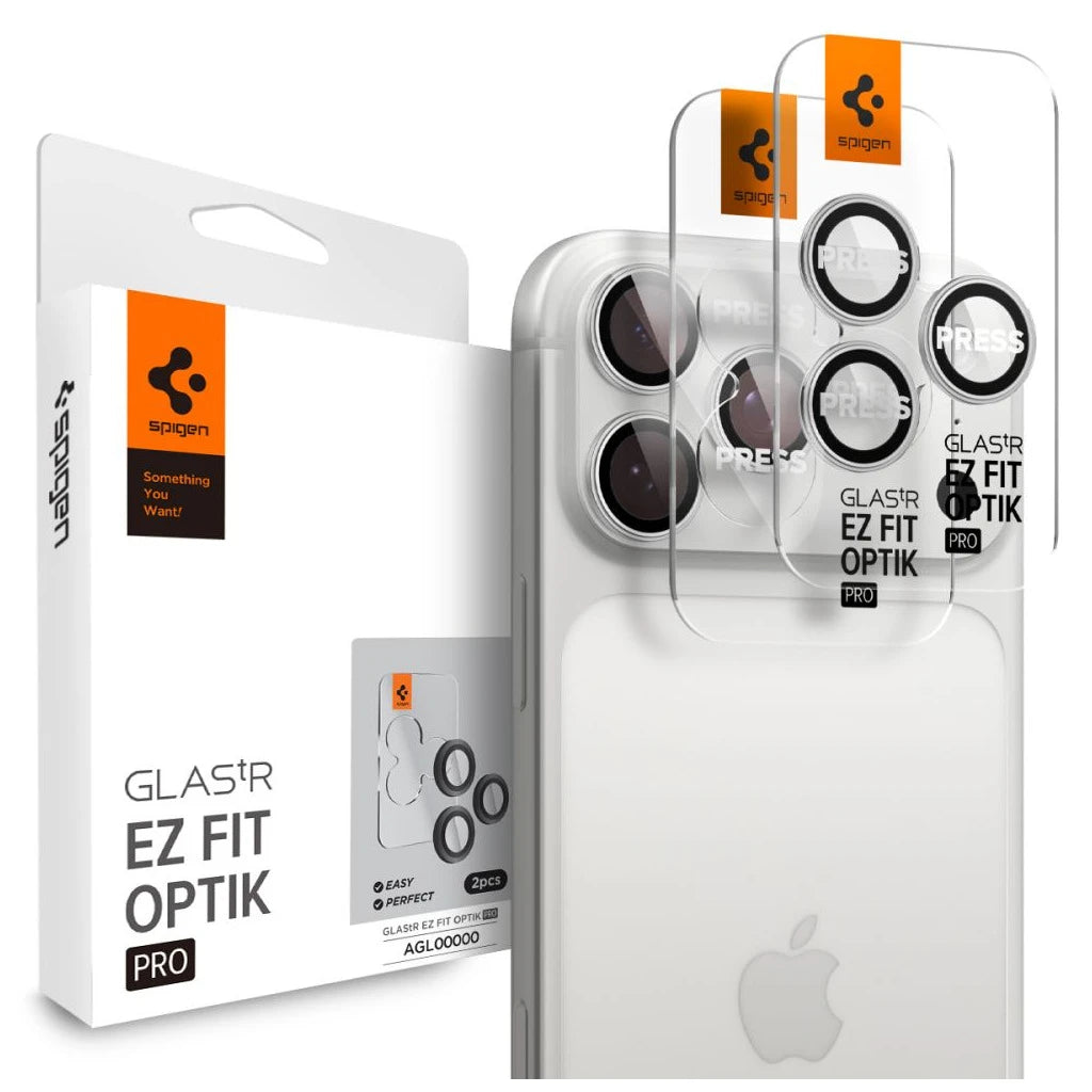 Spigen Optik Pro Glas.TR „EZ FIT” kameravédő 2-PACK iPhone 14 Pro / Max / 15 Pro / Max / 16 Pro / Max / 17 Pro / Max készülékhez ezüst -  iPhone 16 Pro Max tok a Domshop kínálatából