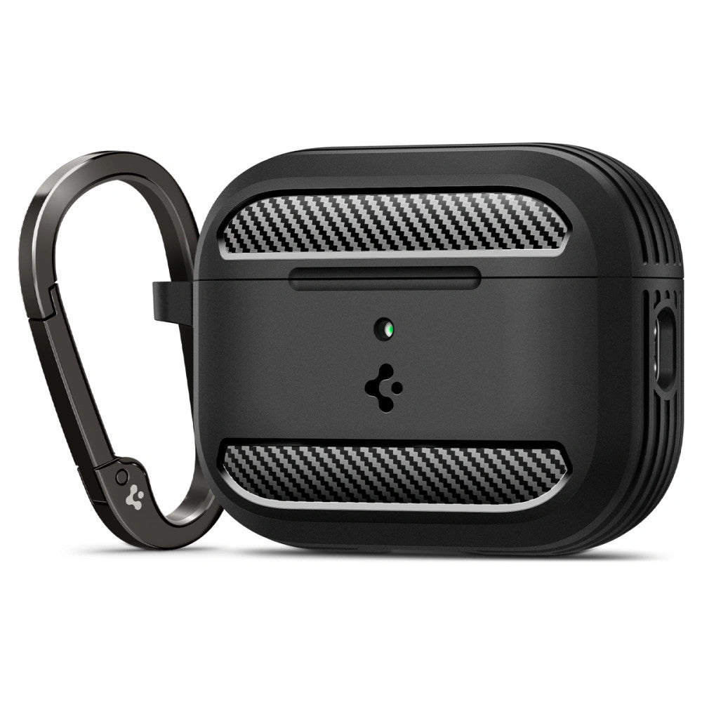 Spigen Rugged Armor Apple AirPods Pro 3 tok, karabinerrel, Matte Black, fekete -  AirPods Pro 3 tok a Domshop kínálatából
