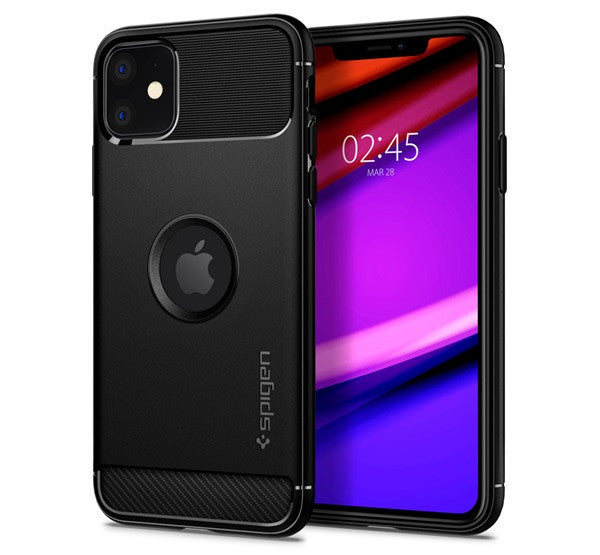 Spigen Rugged Armor Apple iPhone 11 tok, Matte Black, fekete -  iPhone 11 tok a Domshop kínálatából