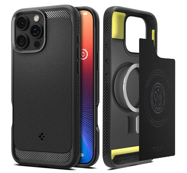 Spigen Rugged Armor MagFit Apple iPhone 16 Pro tok, Matte Black, fekete -  iPhone 16 Pro tok a Domshop kínálatából