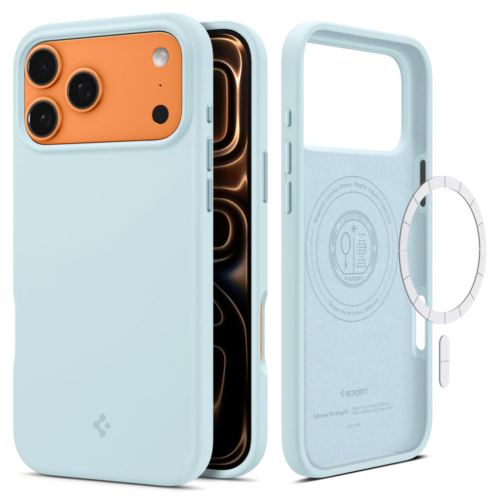 Spigen Silicone Fit Magfit Apple iPhone 17 Pro tok, MagSafe, Mute Blue, kék -  iPhone 17 Pro tok a Domshop kínálatából
