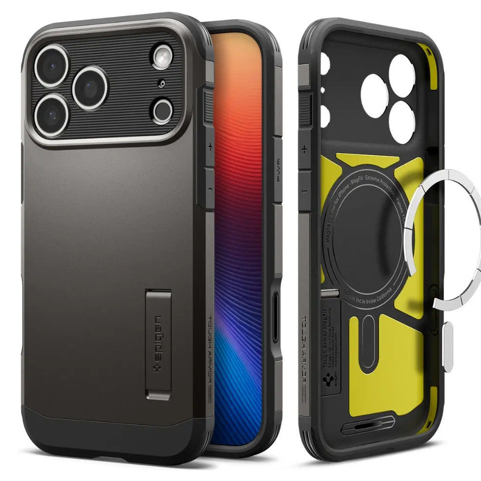 Spigen Tough Armor MagFit Apple iPhone 17 Pro Max tok, MagSafe, Gunmetal, szürke -  iPhone 17 Pro Max tok a Domshop kínálatából