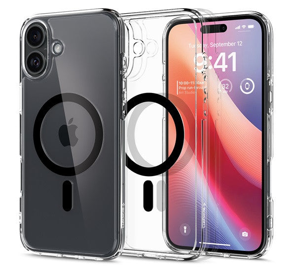 Spigen Ultra Hybrid MagFit iPhone 16 Plus tok, MagSafe, fekete ACS08076 -  iPhone 16 Plus tok a Domshop kínálatából