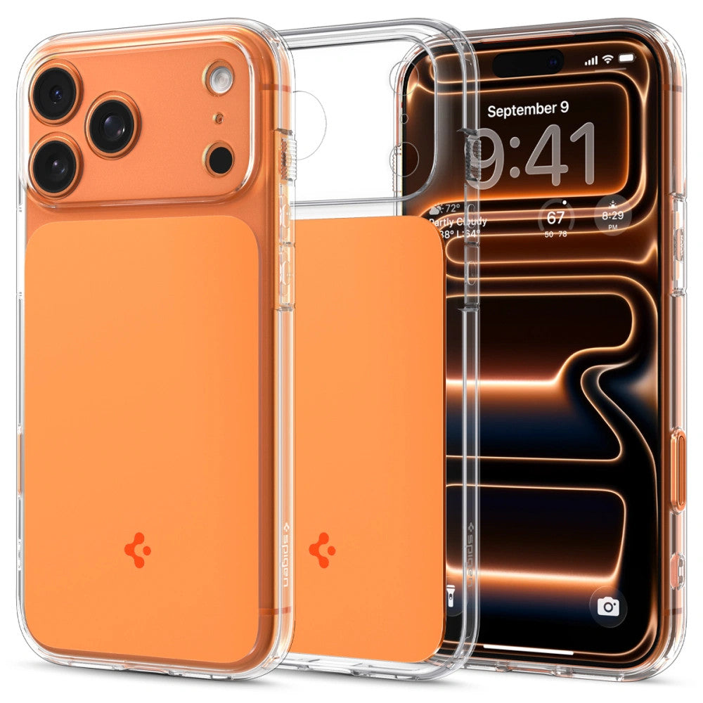 Spigen Ultra Hybrid T MagFit Apple iPhone 17 Pro tok, MagSafe, Glossy Orange, narancs -  iPhone 17 Pro tok a Domshop kínálatából