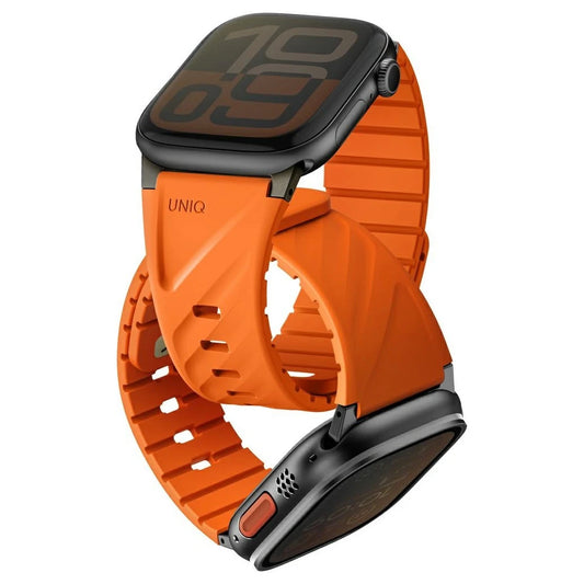 Szíj UNIQ Fluo Apple Watch 49/46/45/44/42/41/40mm készülékhez Magnetic narancs -  Apple Watch Szilikon Szíjak a Domshop kínálatából