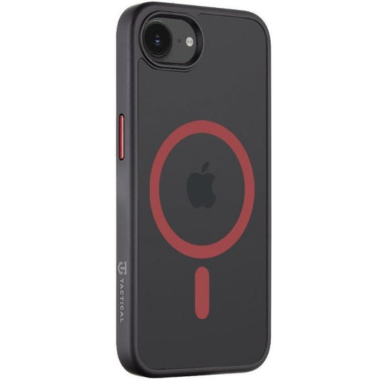 Apple iPhone 16e / 17e, Műanyag hátlap védőtok + szilikon keret, közepesen ütésálló, Magsafe kompatibilis, Tactical MagForce Hyperstealth 2.0, áttetsző/fekete/piros