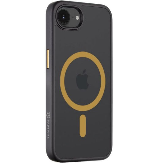 Apple iPhone 16e / 17e, Műanyag hátlap védőtok + szilikon keret, közepesen ütésálló, Magsafe kompatibilis, Tactical MagForce Hyperstealth 2.0, áttetsző/fekete/sárga