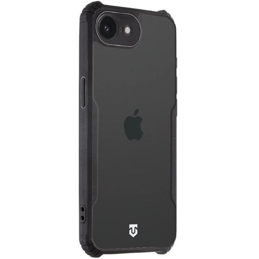 Apple iPhone 16e / 17e, Szilikon tok, közepesen ütésálló, légpárnás sarok, Tactical Quantum Stealth, átlátszó/fekete