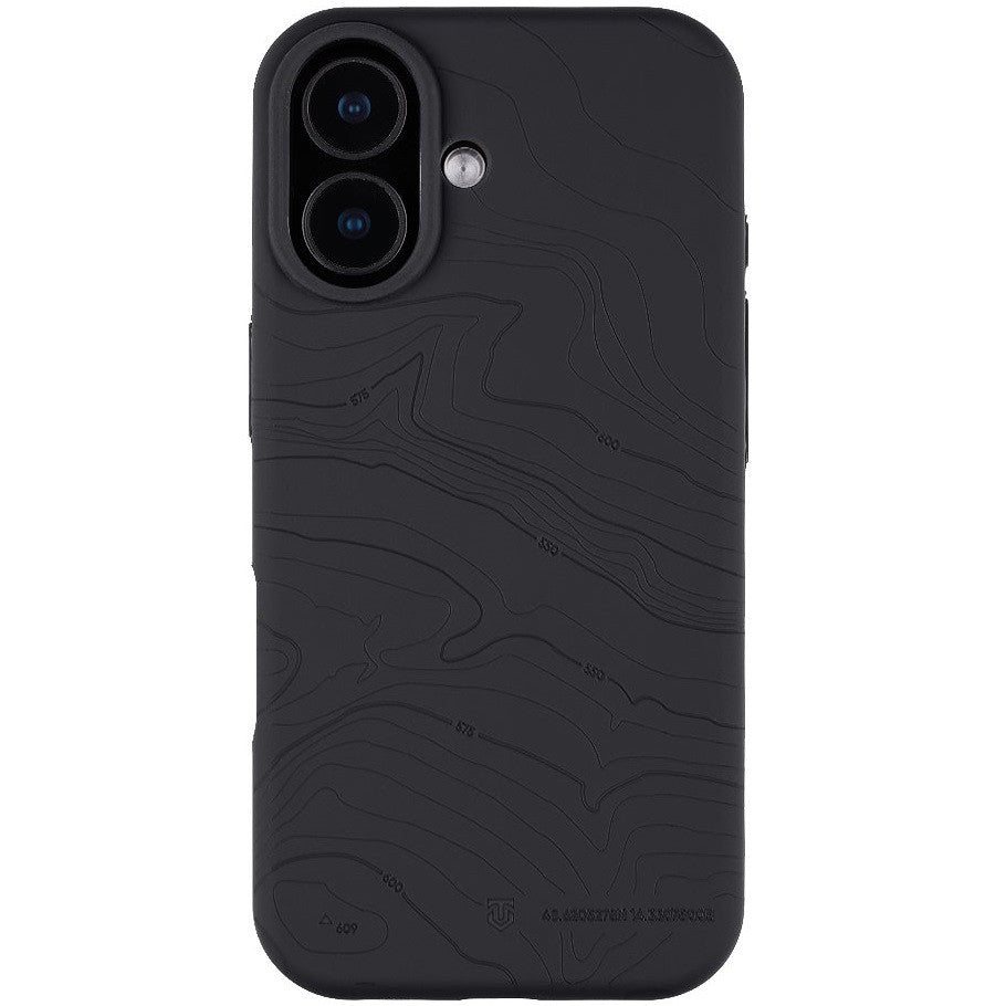 Apple iPhone 17, Szilikon tok, mikrofiber plüss belső, Magsafe kompatibilis, térkép minta, Tactical MagForce Beaver, sötétszürke