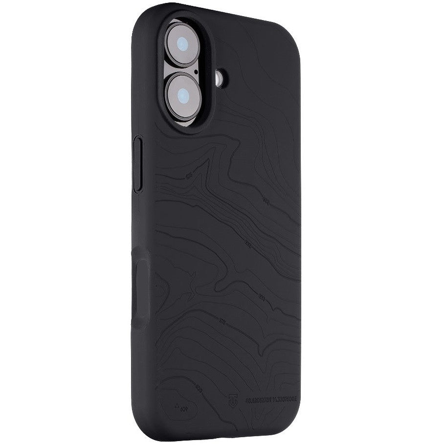 Apple iPhone 17, Szilikon tok, mikrofiber plüss belső, Magsafe kompatibilis, térkép minta, Tactical MagForce Beaver, sötétszürke