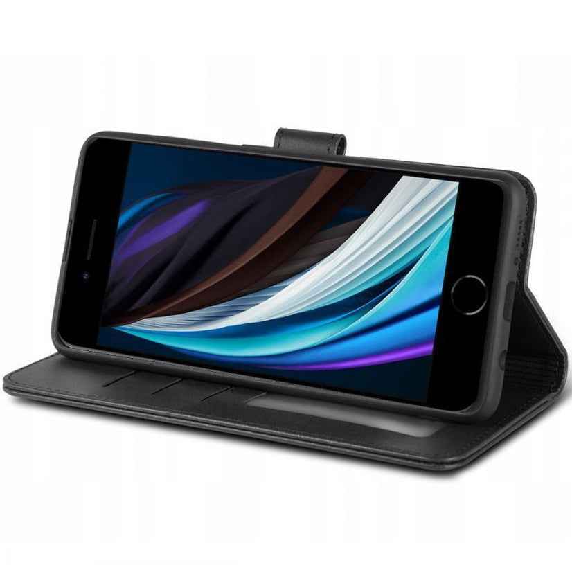 Apple iPhone 16e, Oldalra nyíló tok, stand, mágnes csattal, kivehető tokkal, Magsafe töltővel kompatibilis, TP Wallett Magsafe, fekete