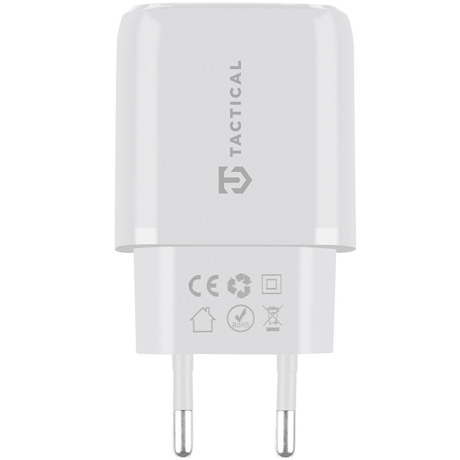 Hálózati töltő adapter, 20W, USB aljzat, USB Type-C aljzat, gyorstöltés, PD, QC 3.0, Tactical Base Plug Dual, fehér