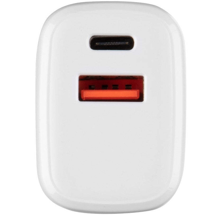 Hálózati töltő adapter, 20W, USB aljzat, USB Type-C aljzat, gyorstöltés, PD, QC 3.0, Tactical Base Plug Dual, fehér