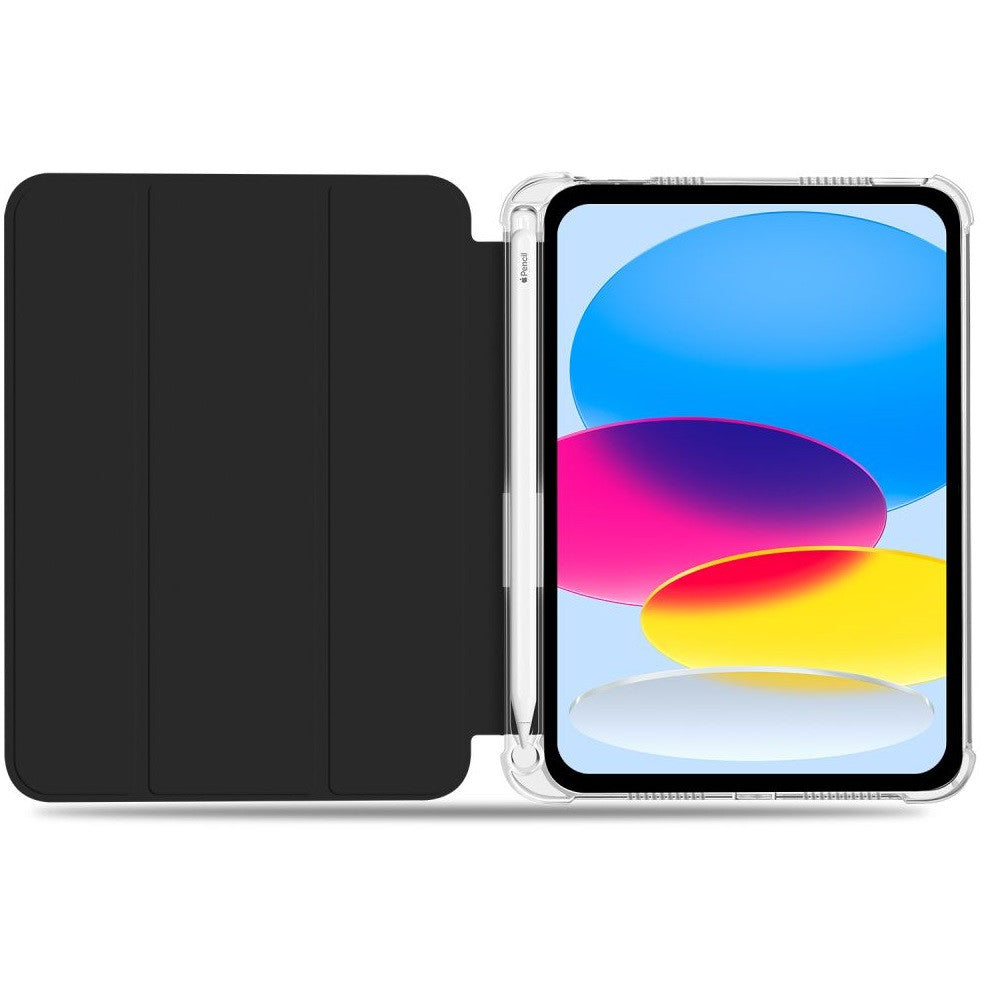 Apple iPad 10.9 (2022) / iPad 11 (2025), mappa tok, közepesen ütésálló, érintőceruza tartó, érintőceruza nélkül, átlátszó hátlap, Smart Case, TP SC Pen Holder Hybrid, fekete