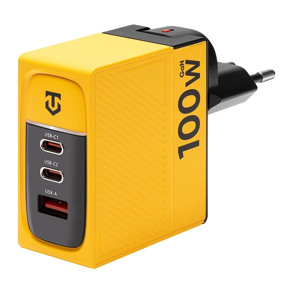 Tactical Nett Warrior GaN 100W Töltő, USB-A + 2 * Type-C, Sárga -  Adapter a Domshop kínálatából