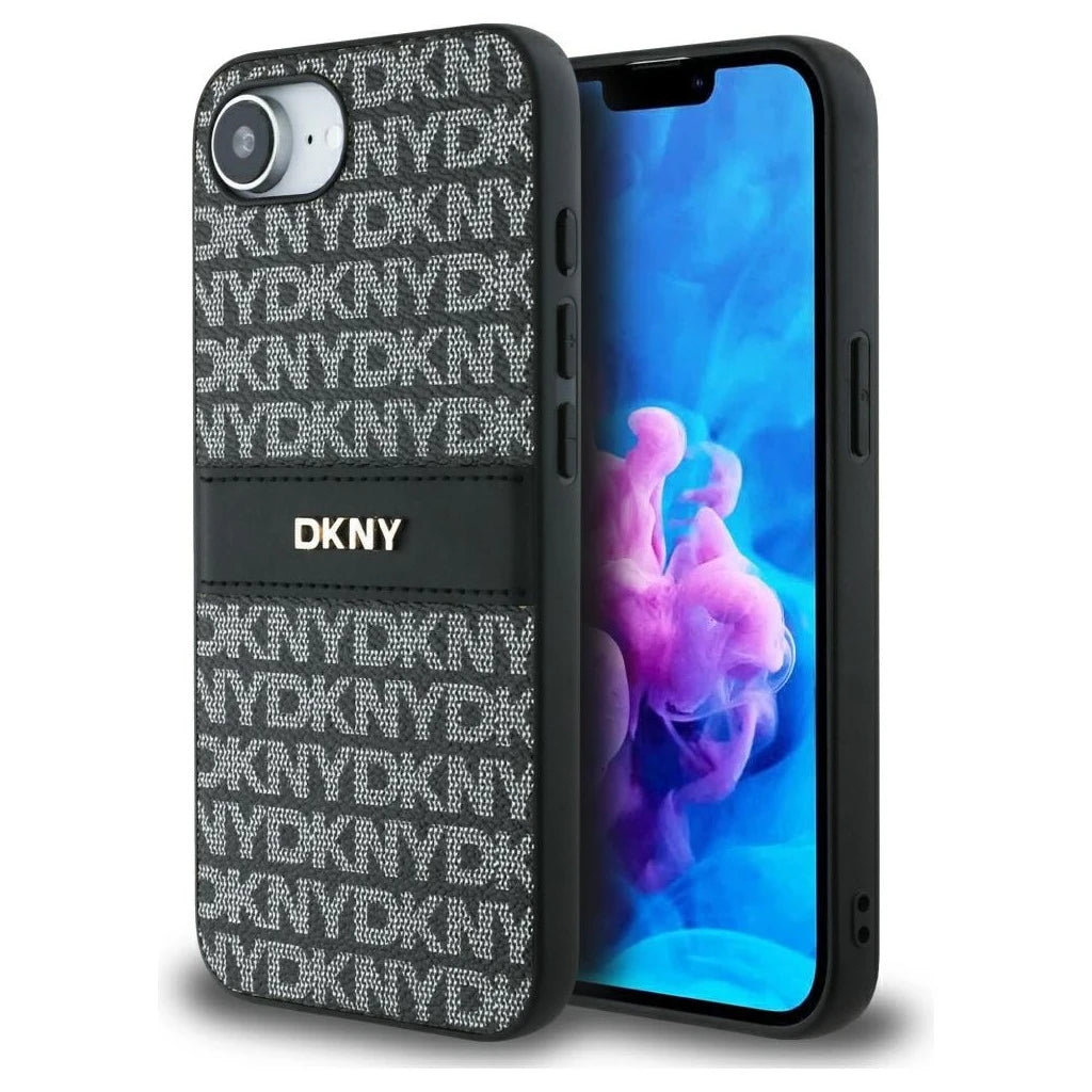 Tok DKNY Repeat Texture Pattern with Tonal Stripe iPhone 16e készülékhez fekete -  iPhone 16e tok a Domshop kínálatából