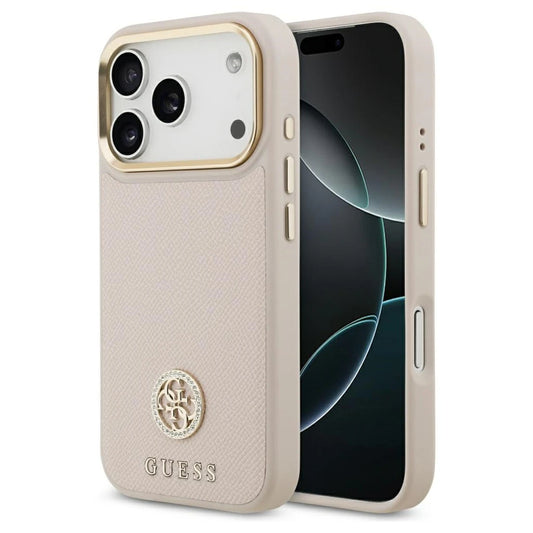 Tok Guess Grained Strass Logo MagSafe iPhone 17 Pro készülékhez rózsaszín -  iPhone 17 Pro tok a Domshop kínálatából