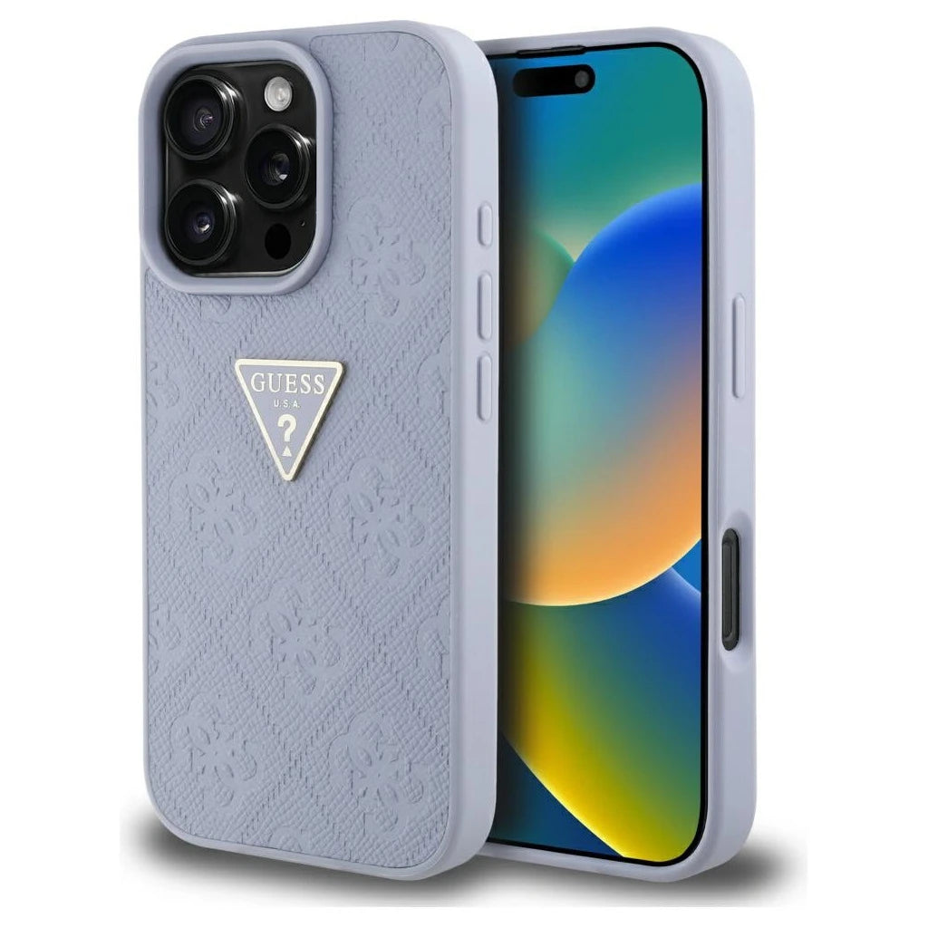 Tok Guess Hot Stamp 4G Pattern Triangle Metal Logo iPhone 16 Pro készülékhez lila -  iPhone 16 Pro tok a Domshop kínálatából