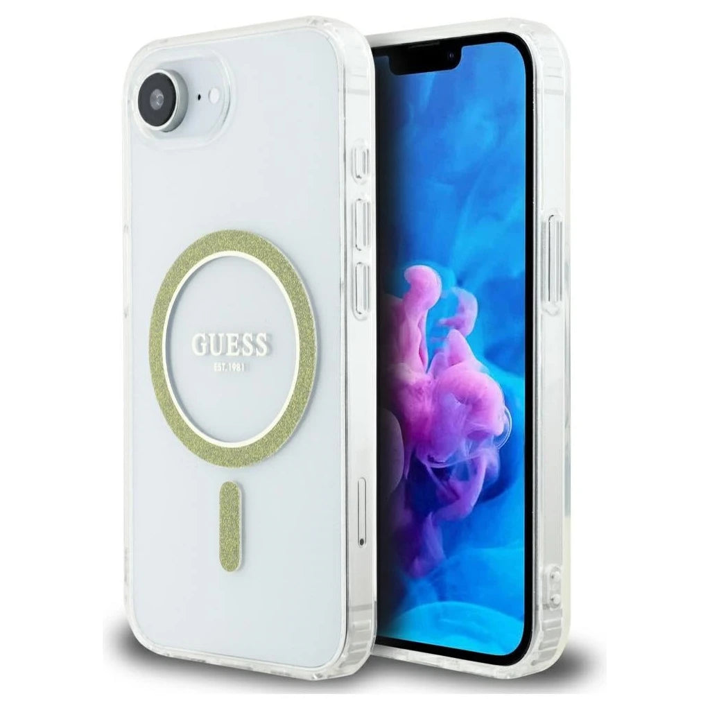 Tok Guess IML Glitter Circle MagSafe iPhone 16e készülékhez átlátszó -  iPhone 16e tok a Domshop kínálatából
