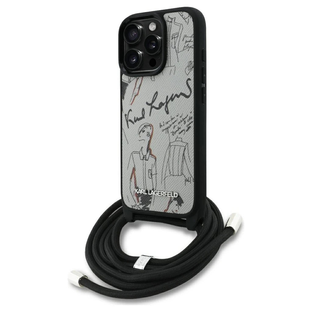 Tok Karl Lagerfeld Crossbody Grained Pattern & Logo iPhone 16 Pro Max készülékhez szürke -  iPhone 16 Pro Max tok a Domshop kínálatából