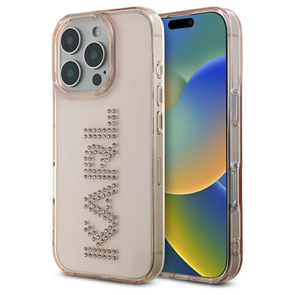 Tok Karl Lagerfeld IML Rhinestones Logo iPhone 16 Pro készülékhez rózsaszín -  iPhone 16 Pro tok a Domshop kínálatából