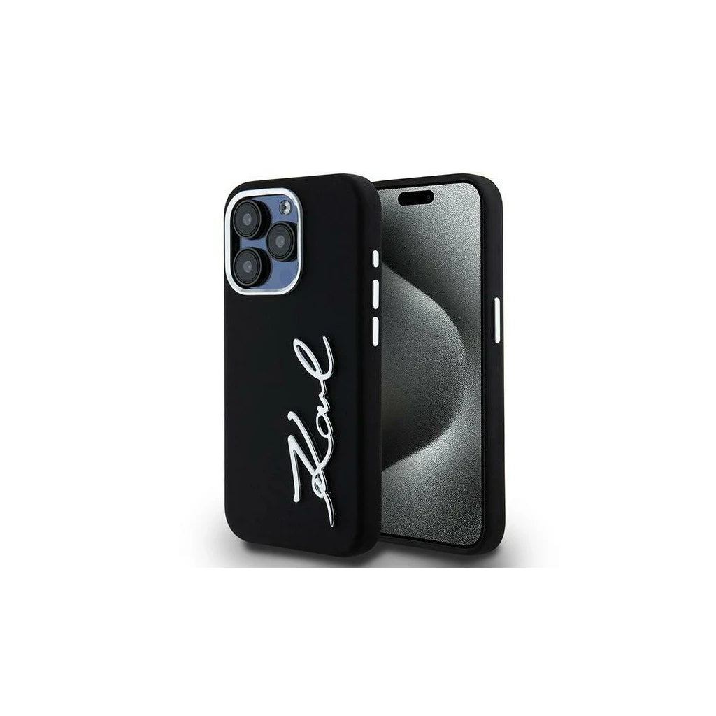 Tok Karl Lagerfeld Silicone Metal Script Logo for iPhone 15 Pro Max készülékhez fekete -  iPhone 15 Pro Max tok a Domshop kínálatából