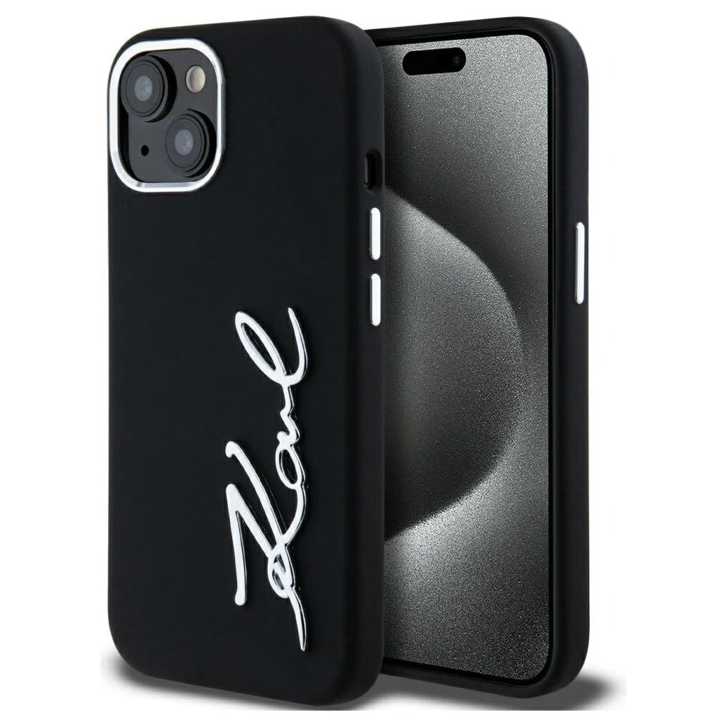 Tok Karl Lagerfeld Silicone Metal Script Logo iPhone 15 készülékhez fekete -  iPhone 15 tok a Domshop kínálatából