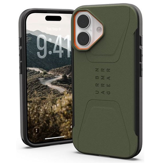 UAG Civilian Apple iPhone 17 hátlap tok, MagSafe, olive/orange -  iPhone 17 tok a Domshop kínálatából