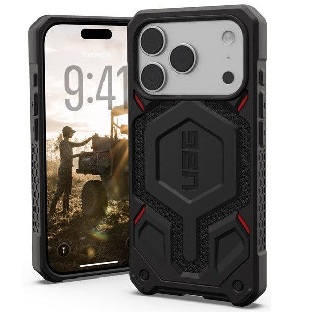 UAG Monarch Pro Apple iPhone 17 Pro Max MagSafe kompatibilis tok, Kevlar Black -  iPhone 17 Pro Max tok a Domshop kínálatából